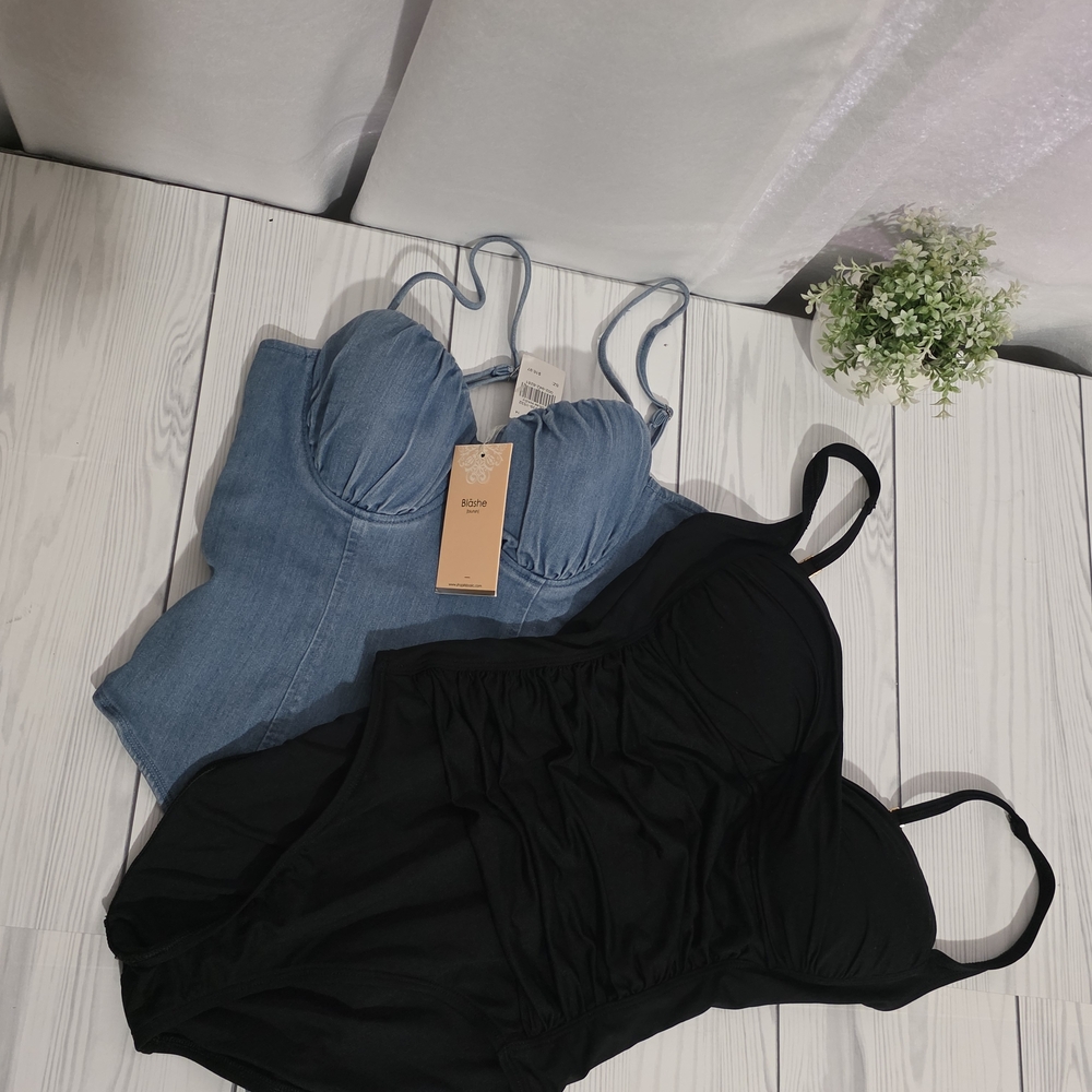 Stylish Denim and Black Bra Set